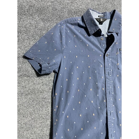 Volcom Shirt Button Down Men's Large Blue Short Sleeve - Picture 2 of 11